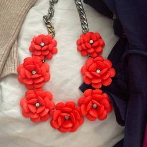 Jcrew red floral necklace